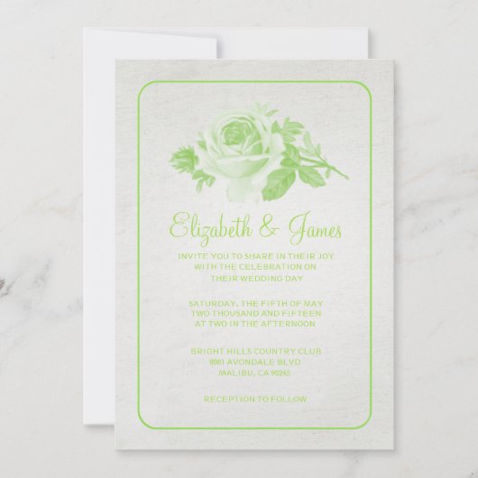 Limoen Rustic Floral/Flower Wedding Invitations Kaart (Voorkant)