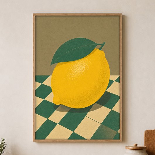 Limoen Schachbrett Waterverf Cottagecore Poster