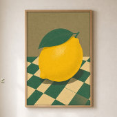 Limoen Schachbrett Waterverf Cottagecore Poster