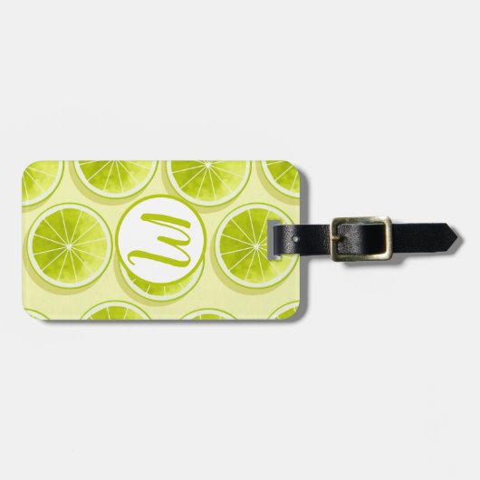 Limoen Segmenten op lichtgeel Bagagelabel (Voorkant horizontaal)