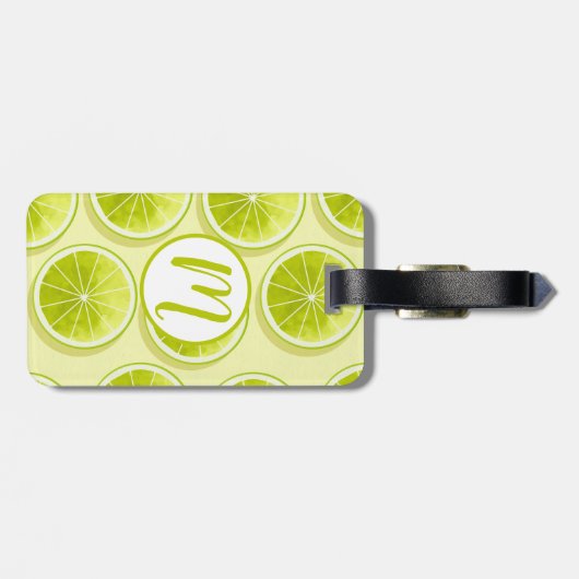 Limoen Segmenten op lichtgeel Bagagelabel (Achterkant horizontaal)