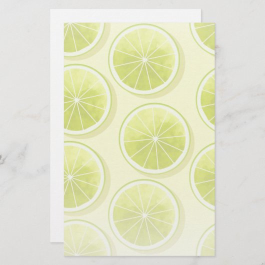 Limoen Segmenten op lichtgeel Briefpapier (Voorkant / Achterkant)