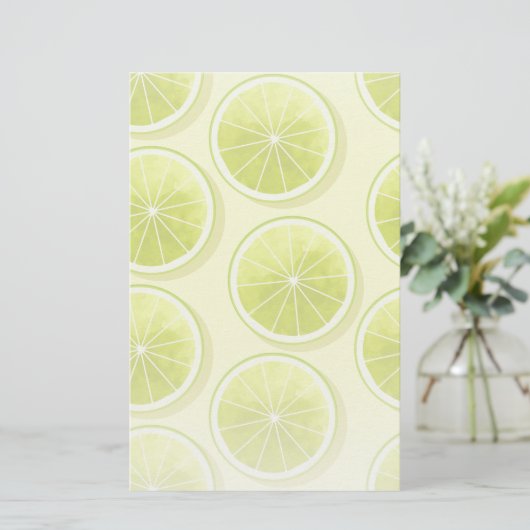 Limoen Segmenten op lichtgeel Briefpapier (Staand voorkant)