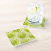 Limoen Segmenten op lichtgeel Glazen Onderzetter (Schuin)