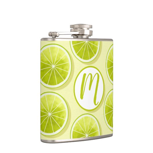 Limoen Segmenten op lichtgeel Heupfles (Rechts)