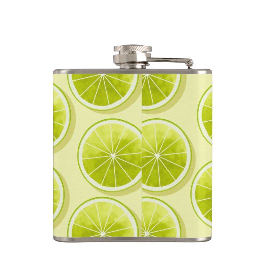 Limoen Segmenten op lichtgeel Heupfles (Achterkant)