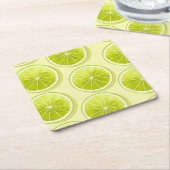 Limoen Segmenten op lichtgeel Kartonnen Onderzetters (Schuin)