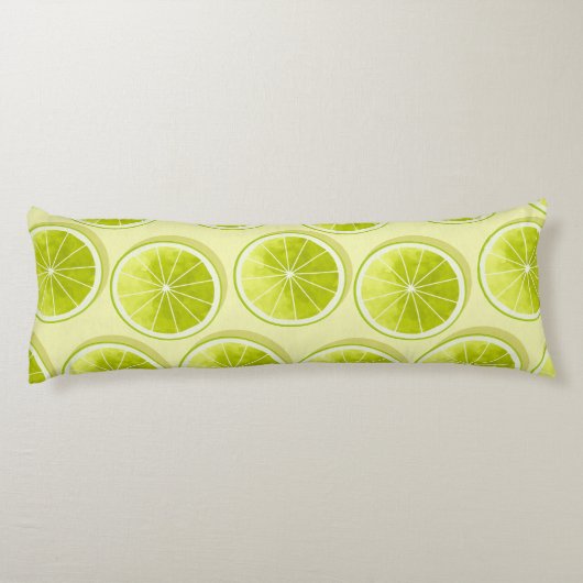 Limoen Segmenten op lichtgeel Lichaamskussen (Achterkant)