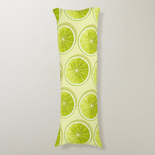 Limoen Segmenten op lichtgeel Lichaamskussen (Voorkant Verticaal)