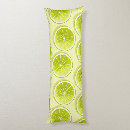Limoen Segmenten op lichtgeel Lichaamskussen (Achterkant (Verticaal))