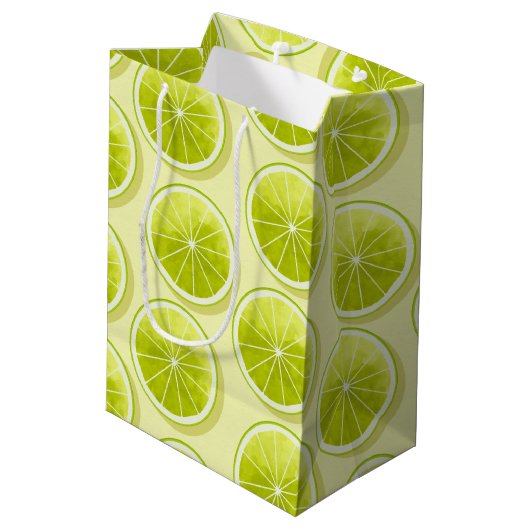 Limoen Segmenten op lichtgeel Medium Cadeauzakje (Achterkant Gekanteld)
