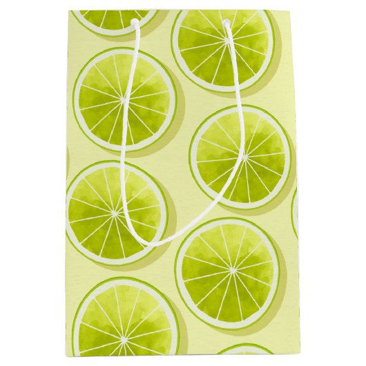 Limoen Segmenten op lichtgeel Medium Cadeauzakje (Voorkant)