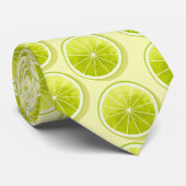 Limoen Segmenten op lichtgeel Stropdas (Opgerold)
