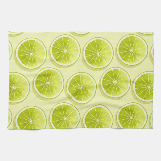 Limoen Segmenten op lichtgeel Theedoek (Horizontaal)