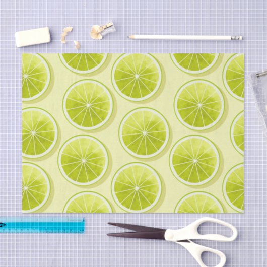 Limoen Segmenten op lichtgeel Tissuepapier (Craft)