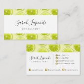 Limoen Segmenten op lichtgeel Visitekaartje (Voorkant / Achterkant)