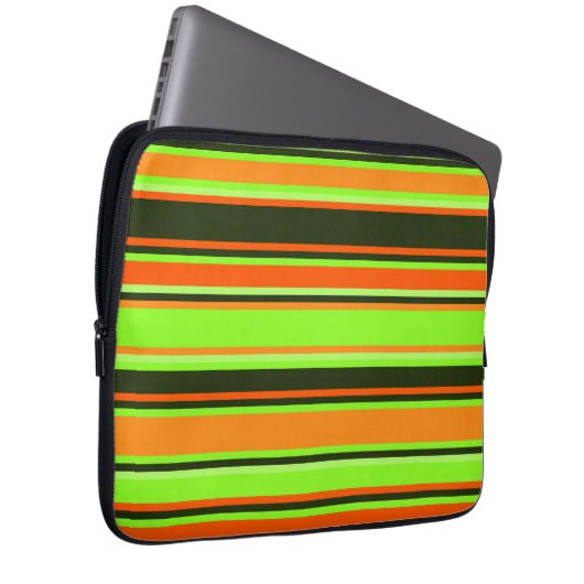 Limoen, Sinaasappel, & Tangerine Gestreepte Electr Laptop Sleeve (Voorkant Rechts)