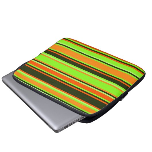 Limoen, Sinaasappel, & Tangerine Gestreepte Electr Laptop Sleeve (Voorkant onderkant)