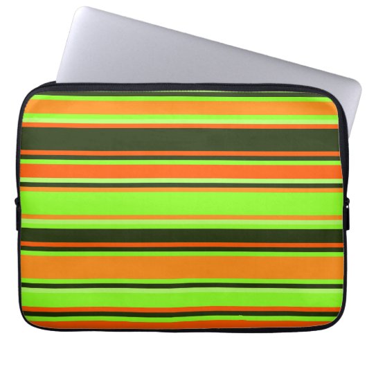Limoen, Sinaasappel, & Tangerine Gestreepte Electr Laptop Sleeve (Voorkant)