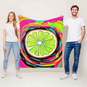 Limoen Slice Pop Art Fleece Deken