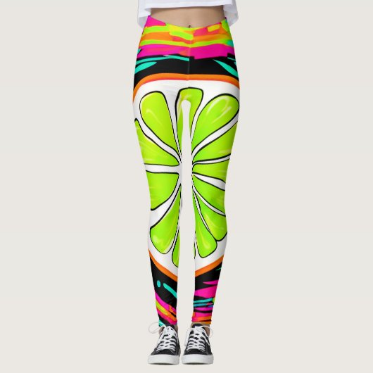 Limoen Slice Pop Art Leggings (Voorkant)