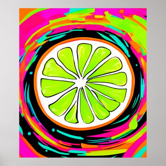 Limoen Slice Pop Art Poster (Voorkant)
