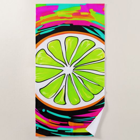 Limoen Slice Pop Art Strandlaken (Voorkant)
