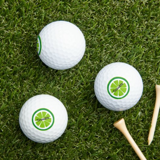 Limoen Slices op Witte Citrus Zomer Gepersonalisee Golfballen (Insitu Gras)