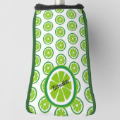 Limoen Slices op Witte Citrus Zomer Gepersonalisee Golfheadcover (Draai 90)