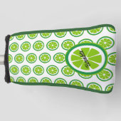 Limoen Slices op Witte Citrus Zomer Gepersonalisee Golfheadcover (Voorkant)