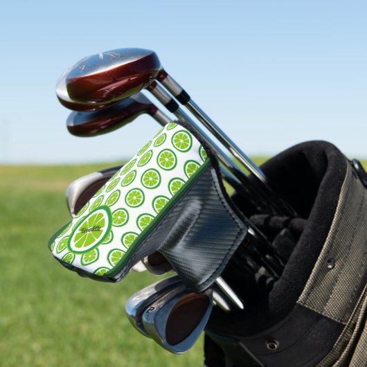 Limoen Slices op Witte Citrus Zomer Gepersonalisee Golfheadcover (Insitu)
