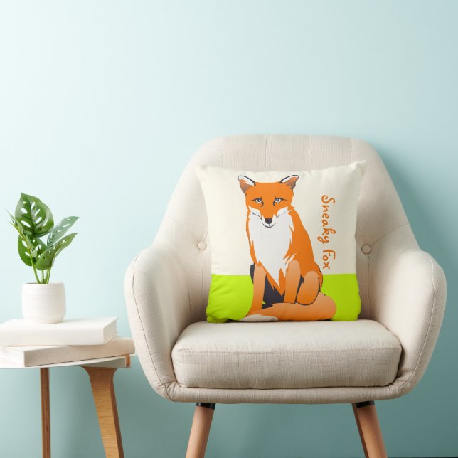 Limoen Sneaky als een Fox Fox Pillow Kussen (Stoel)