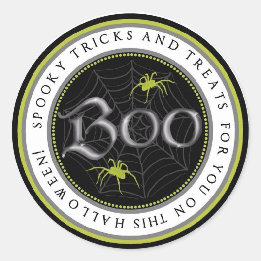 Limoen Spider Web Halloween Favor Stickers (Voorkant)