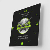 Limoen Star Coach Name and School Square Clock Vierkante Klok (Hoek)