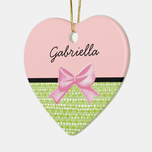 Limoen Stippen Hart Keramisch Ornament (Links)