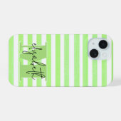Limoen-streep monogram iPhone 15 case (Achterkant horizontaal)