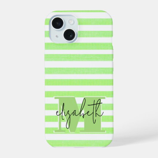 Limoen-streep monogram iPhone 15 case (Achterkant)