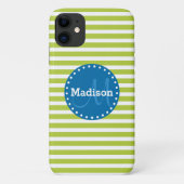 Limoen Stripes Blue Monogram Case-Mate iPhone Case (Achterkant)