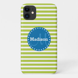 Limoen Stripes Blue Monogram Case-Mate iPhone Case