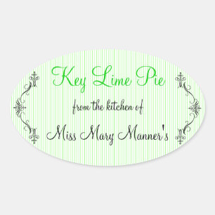 Limoen Stripes zelfgemaakt Ovale Sticker