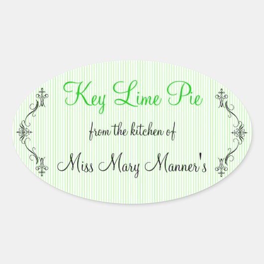 Limoen Stripes zelfgemaakt Ovale Sticker (Voorkant)