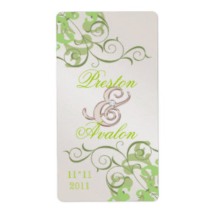 Limoen Swirl Champagne Jeweled Wine Label