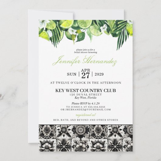 Limoen Tegel bruidsdouche uitnodiging (Voorkant)