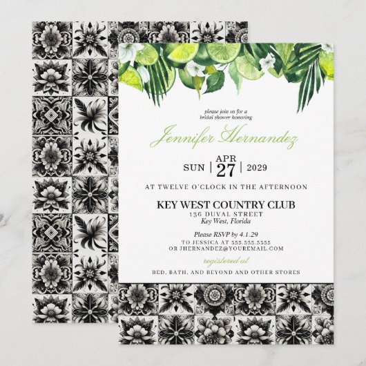 Limoen Tegel bruidsdouche uitnodiging (Voorkant / Achterkant)