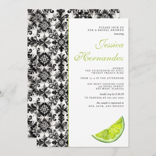 Limoen Tegel bruidsdouche uitnodiging (Voorkant / Achterkant)