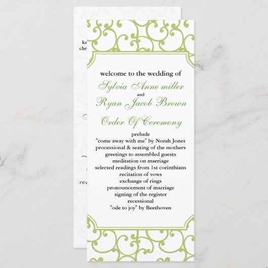 limoen Trouwprogramma Programmakaart (Voorkant / Achterkant)