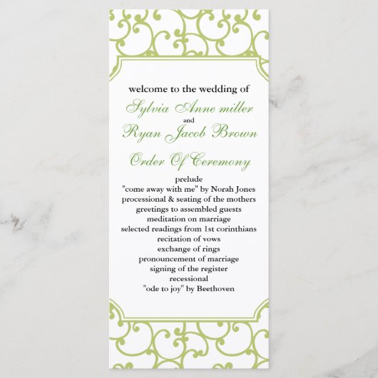 limoen Trouwprogramma Programmakaart (Voorkant)