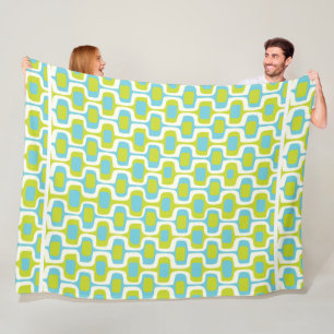 Limoen uit de middeleeuwen en Aqua Ovalen Circles Fleece Deken