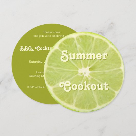 Limoen — Uitnodiging voor verse Slice Summer Cooko (Voorkant / Achterkant)
