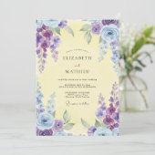 Limoen Violet Ranunculus Eucalyptus Bruiloft Kaart (Staand voorkant)